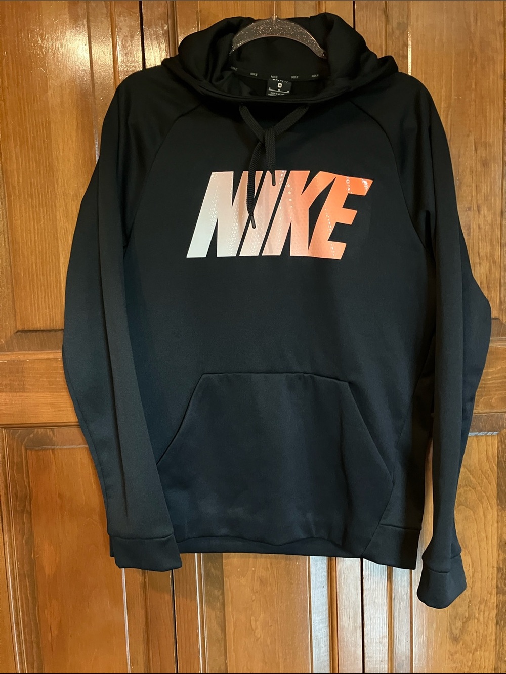 NIKE /  Men’s Black Crewneck Sweatshirt with Orange-White Gradient Logo NWT